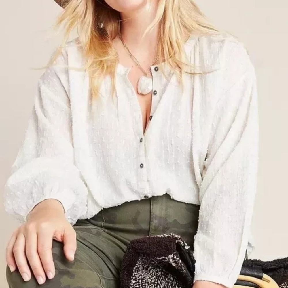 Anthropologie Martina Textured Clip Dot Top - Picture 1 of 4